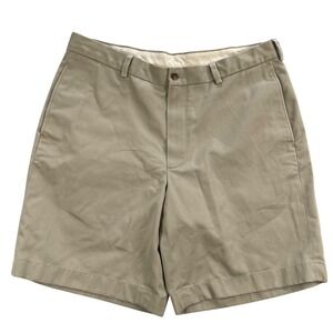 Brooks Brothers 346 Shorts Mens 36 Khaki Advantage Chino 100% Cotton Flat Front